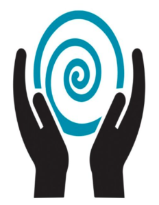 just a design of two hands holding a spiral image.